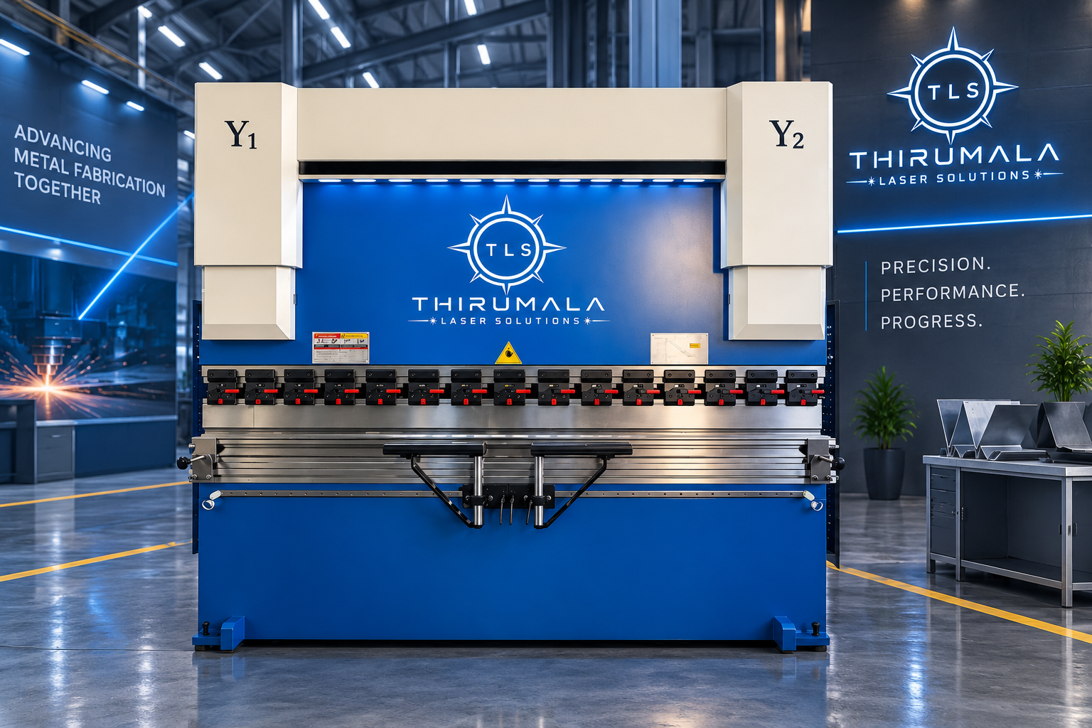 Thirumala Laser Solutions CNC press brake installed on a factory floor