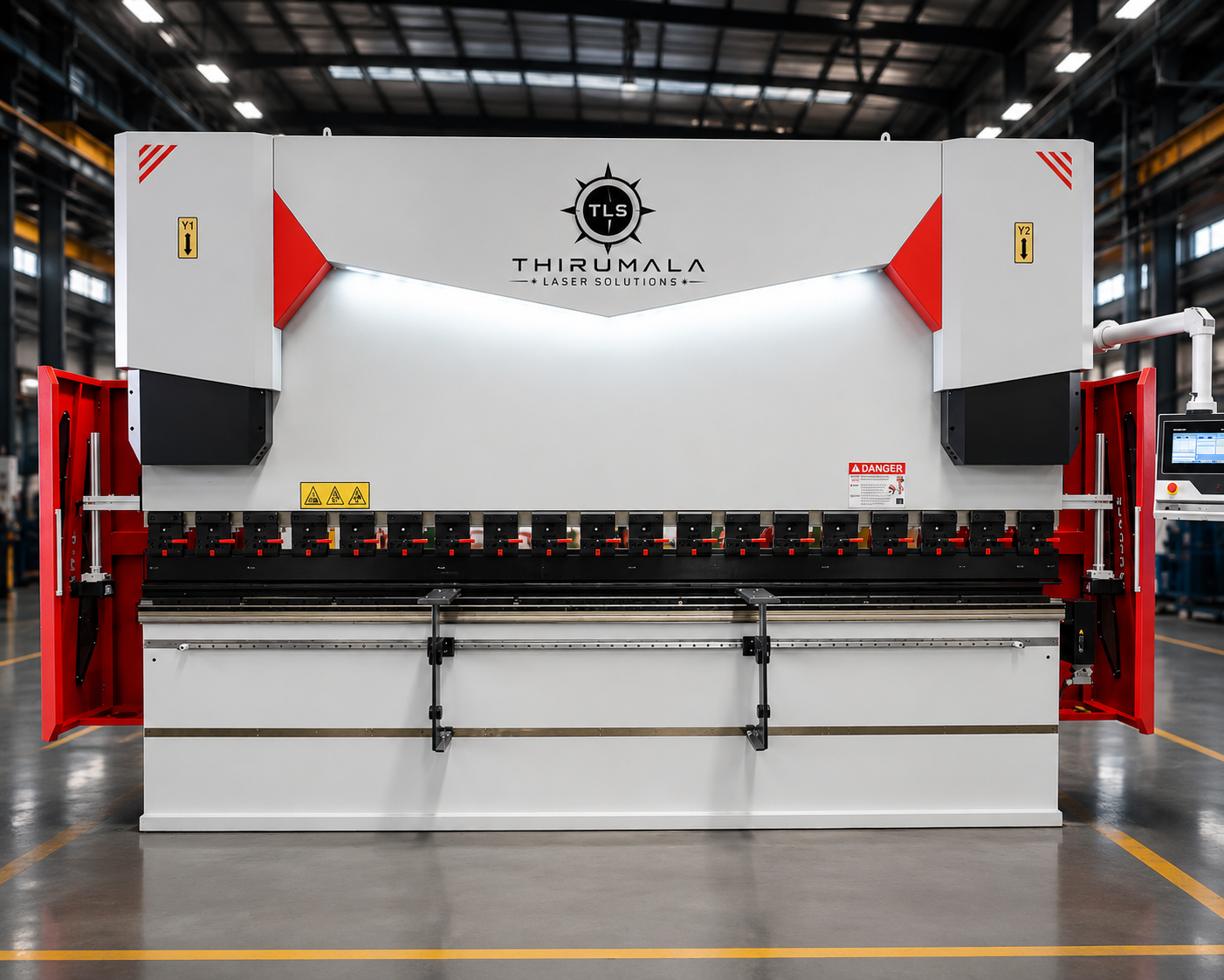 Thirumala Laser Solutions CNC press brake machine on a factory floor