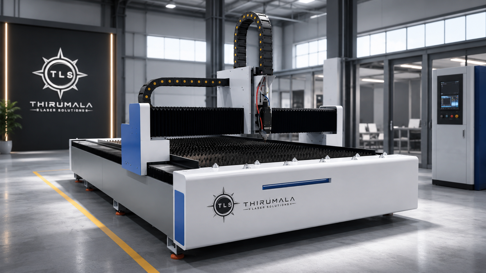 Thirumala Laser Solutions fiber laser sheet metal cutting machine on a factory floor